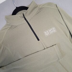MTN OPS Mens Medium 1/4 Zip Pullover Performance Long Sleeve Shirt Olive Green
